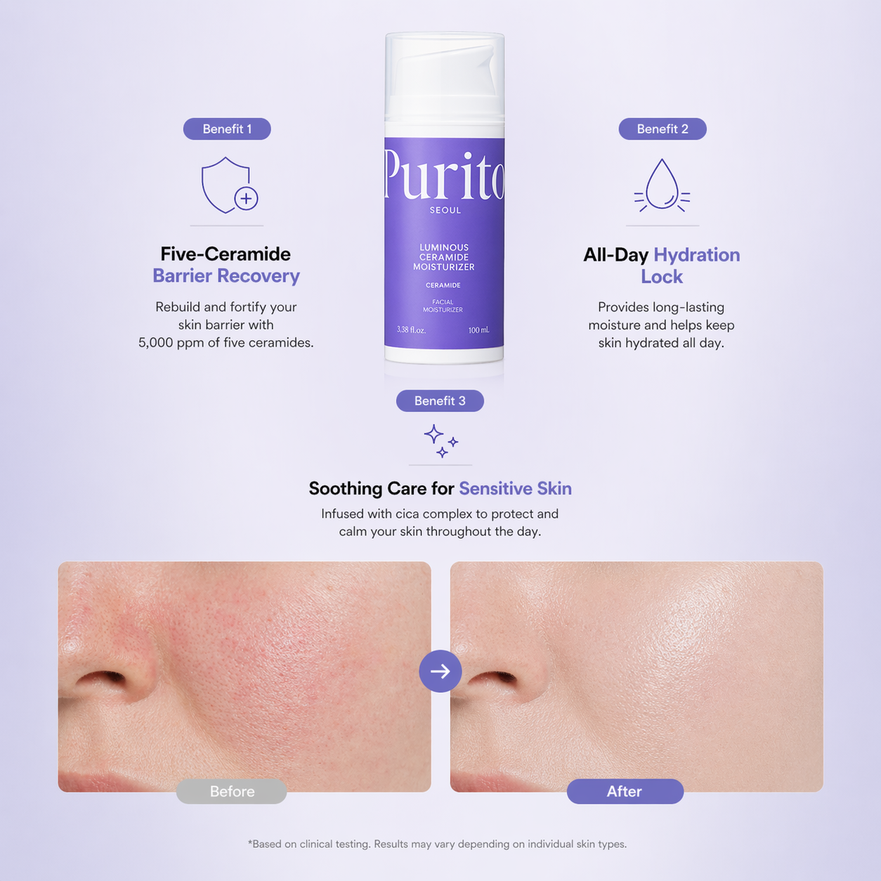 PURITO Luminous Ceramide Moisturizer 3.38 fl.oz