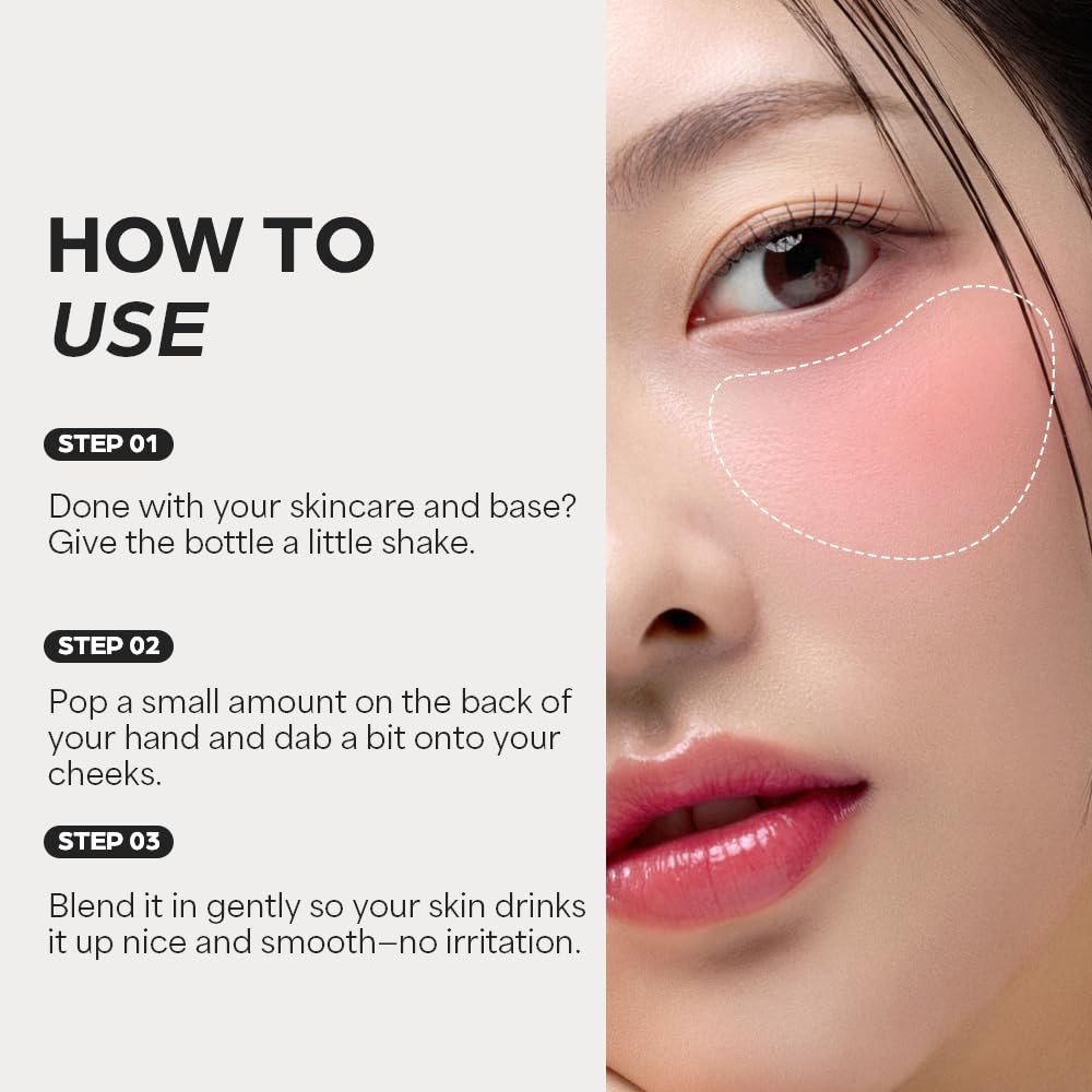 Moist Ampoule Blusher with 50% Moisture Essence | Hydrating & Long-Lasting Blush | 0.68fl.oz (9 Shades) (Deep Plum)