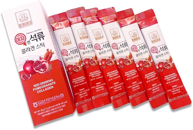 Barra de gelatina de colágeno de granada Baekje Geumsan para mujer, de la marca Korean Beauty, 5.1 oz / 6 unidades (1 paquete)