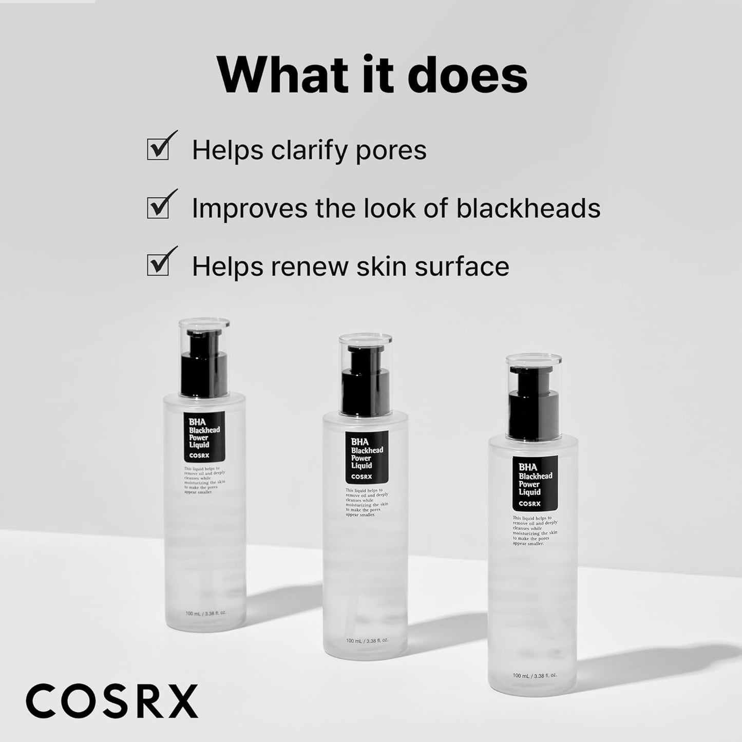 COSRX Niacinamide 2% + BHA 4% Blackhead Exfoliant Toner (3.38 fl.oz/100ml)