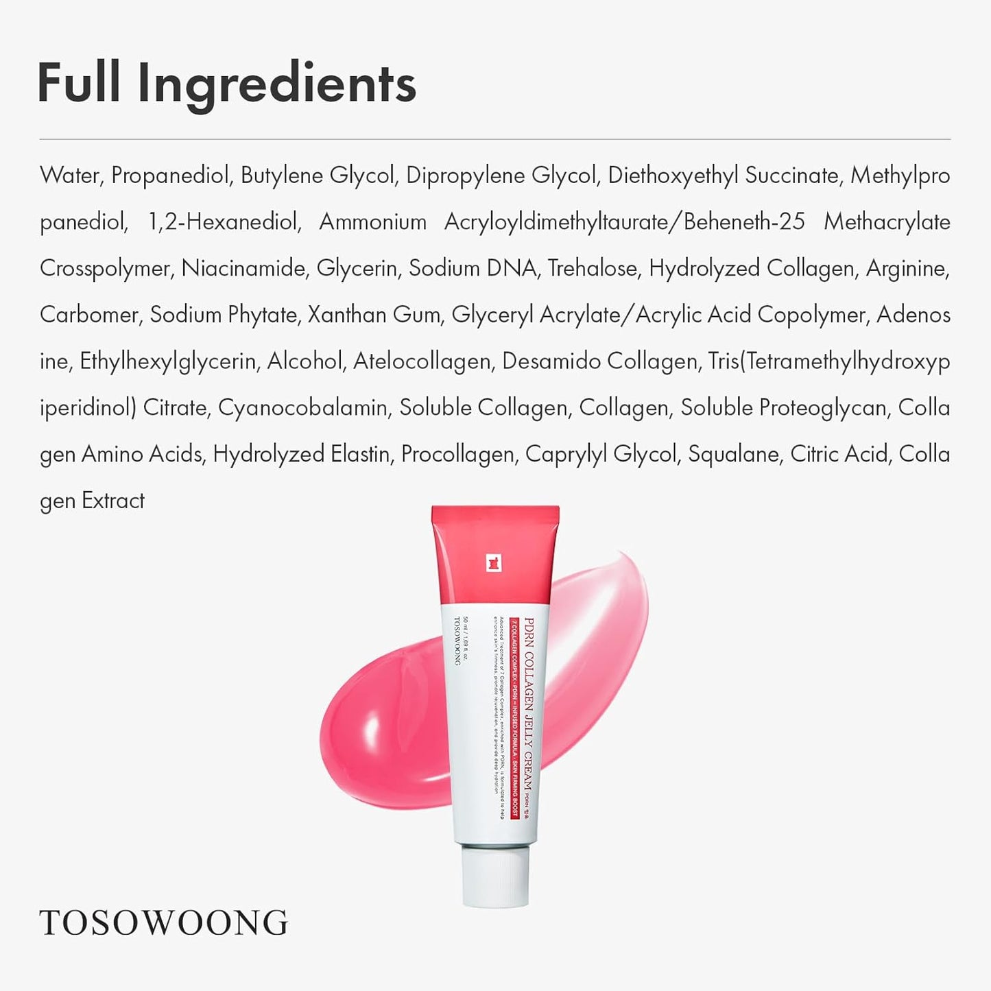 TOSOWOONG PDRN Collagen Jelly Cream 5,000ppm Salmon DNA PDRN