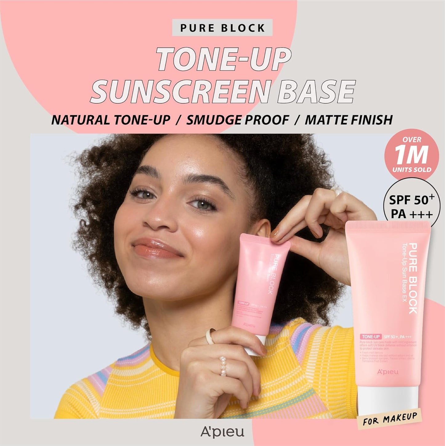 A'PIEU Pure Block Tone Up Sunscreen Base SPF50+/PA+++ (1.69 Fl.Oz/ 50ml)