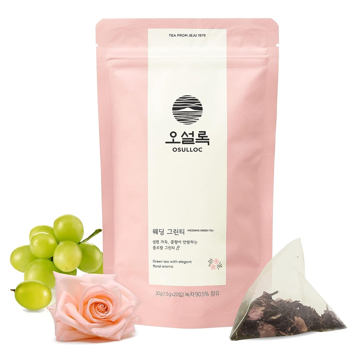 Osulloc Wedding Green Tea (Floral & Sweet Muscat Scent), 20 Pyramid Tea Bags, 1.41oz