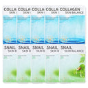 Sumi Mask Pack Snail (5 Sheets) + Collagen (5 Sheets) Essence Disposable High Moisture High Hydration Nourishing Skin Soothing Cooling