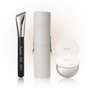 Piccasso FB33 Tapping Cover Foundation Brush Set (Brush + Cylinder Case Warm Beige + Dual Mirror)