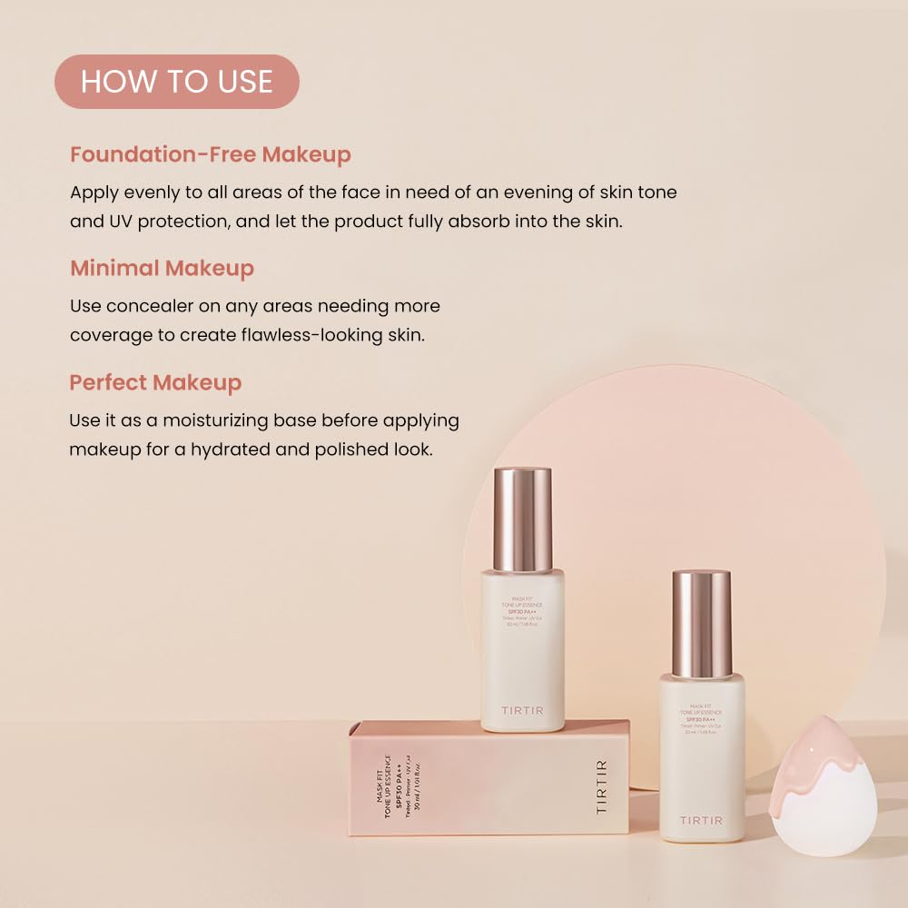TIRTIR Mask Fit Tone Up Essence, 1.01 fl.oz. (Beige)