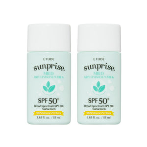 ETUDE 1+1 Sunprise Mild Airy Finish Sun Milk Duo Set (55ml*2) SPF50+