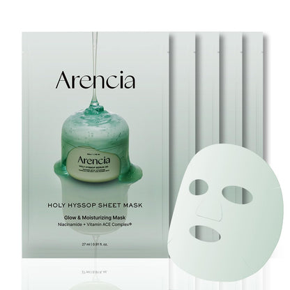 Arencia's Holy Hyssop Glow Sheet Mask, 5 Pack