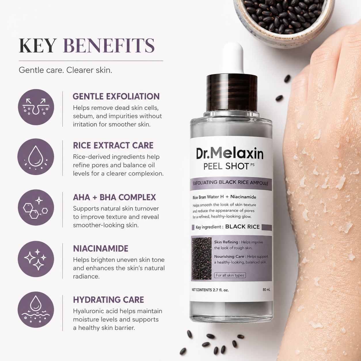 Dr.Melaxin Peel Shot Glow Black Rice Peeling Ampoule 80ml