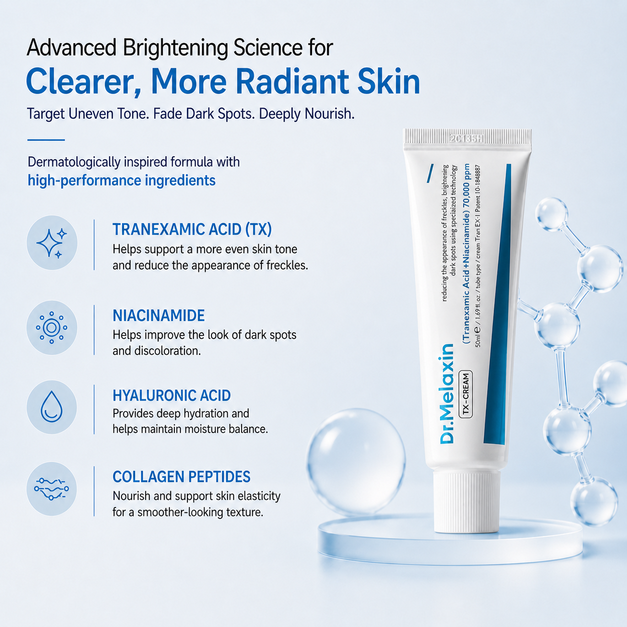 DR.Melaxin TX Tranexamic Acid CREAM, 1.7 fl oz (50 ml)