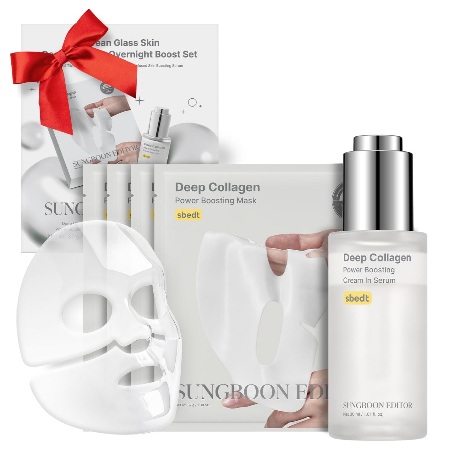 SUNGBOON EDITOR Rejuvenating Combo/Deep Collagen Boost Set | Face Mask (4ea) & Serum | Collagen & Volufiline Skincare Set