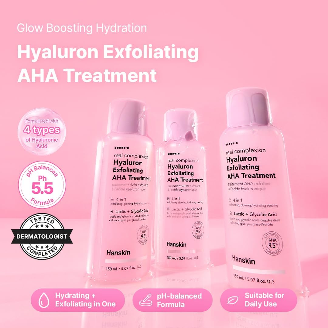 Hanskin Real Complexion Hyaluron Exfoliating AHA Treatment (5.07 Fl.Oz /150ml)