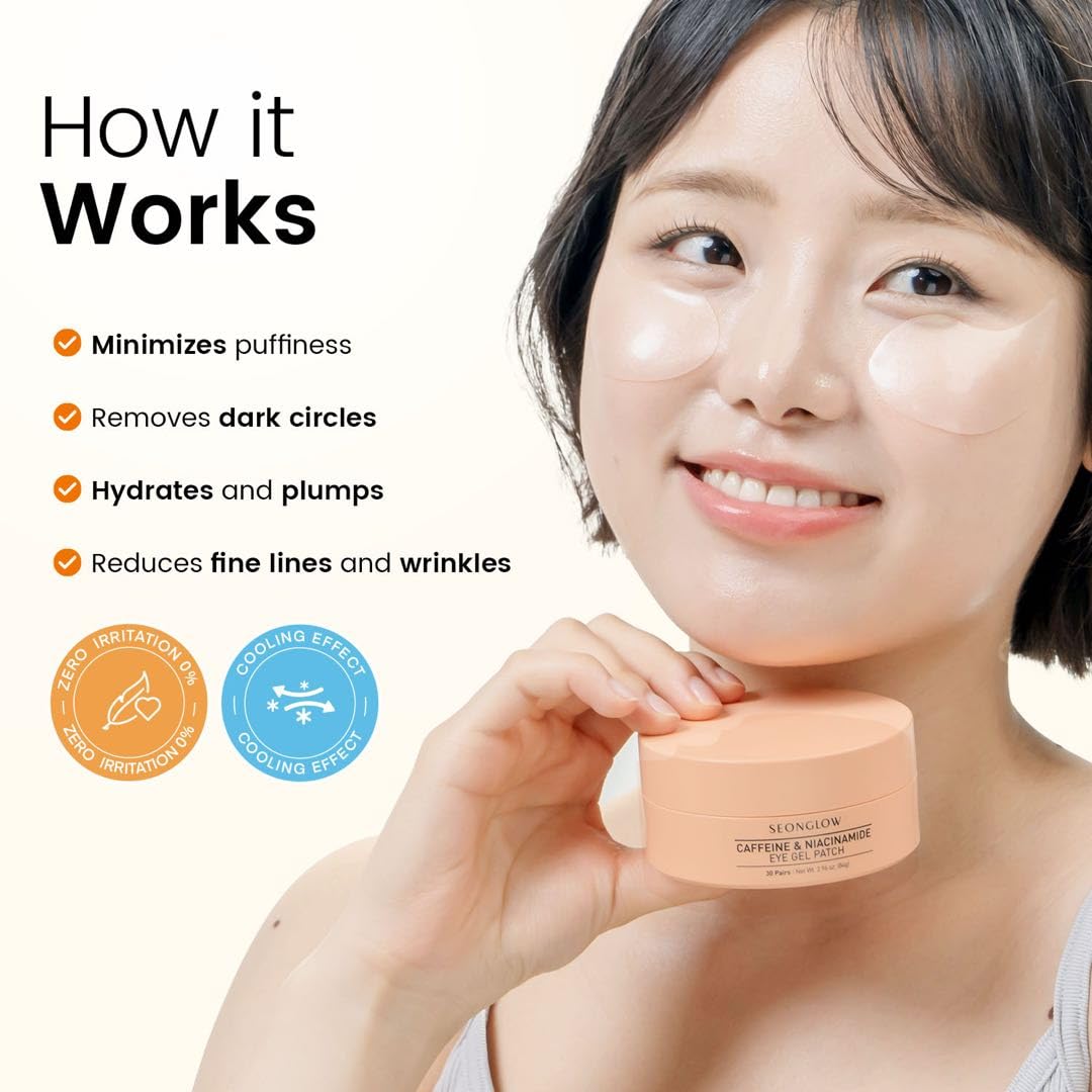 Seonglow Caffeine Under Eye Patches, 30 Pairs