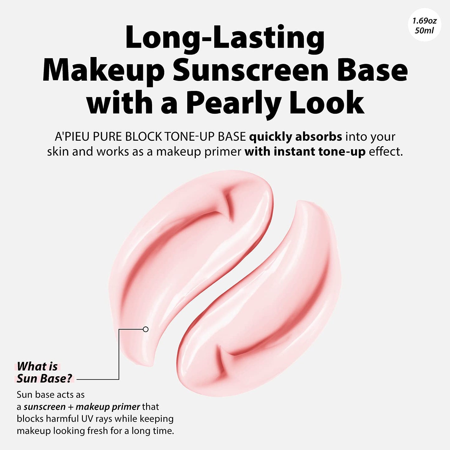 A'PIEU Pure Block Tone Up Sunscreen Base SPF50+/PA+++ (1.69 Fl.Oz/ 50ml)