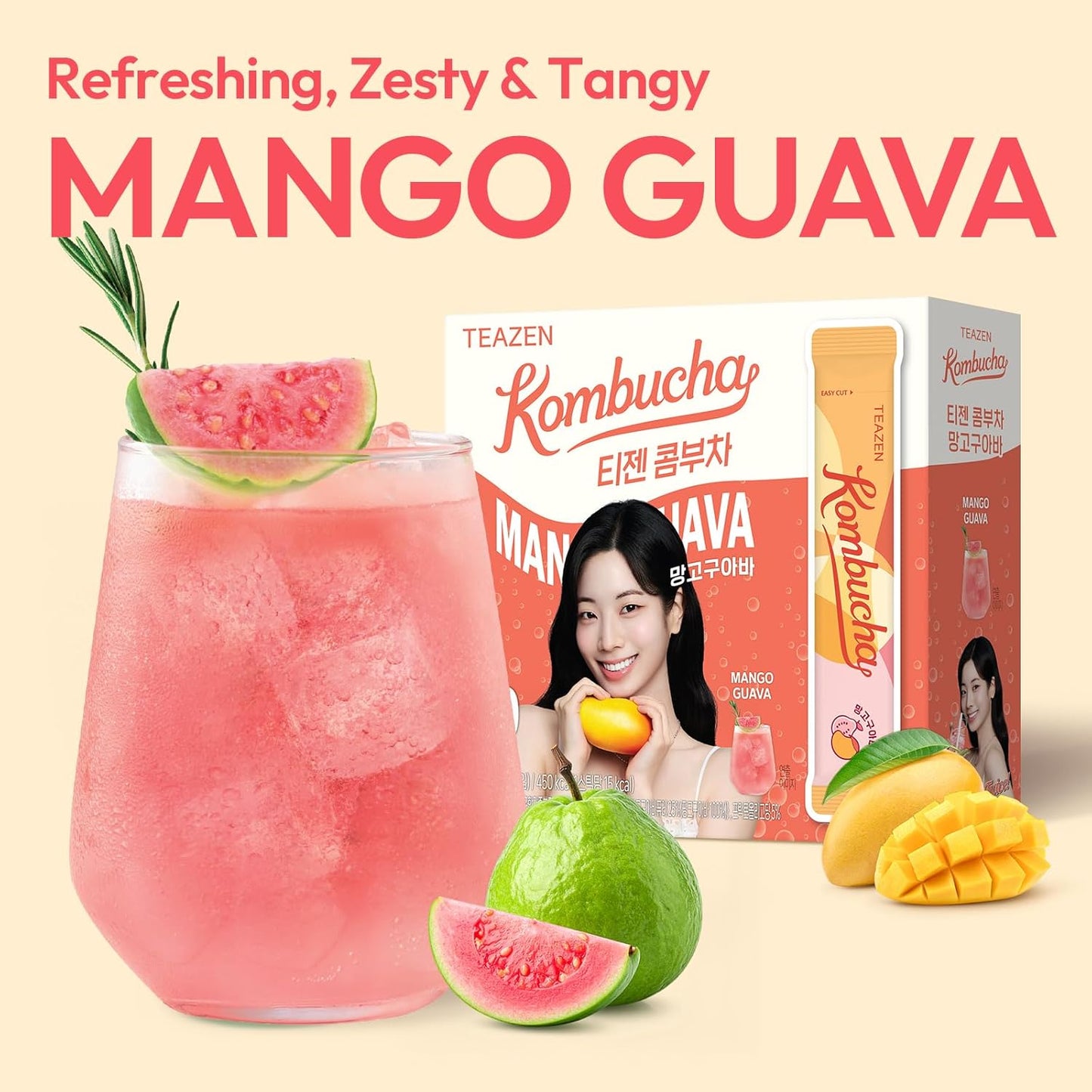 TEAZEN Té Kombucha de Mango y Guayaba 30 Sticks, 5.29oz