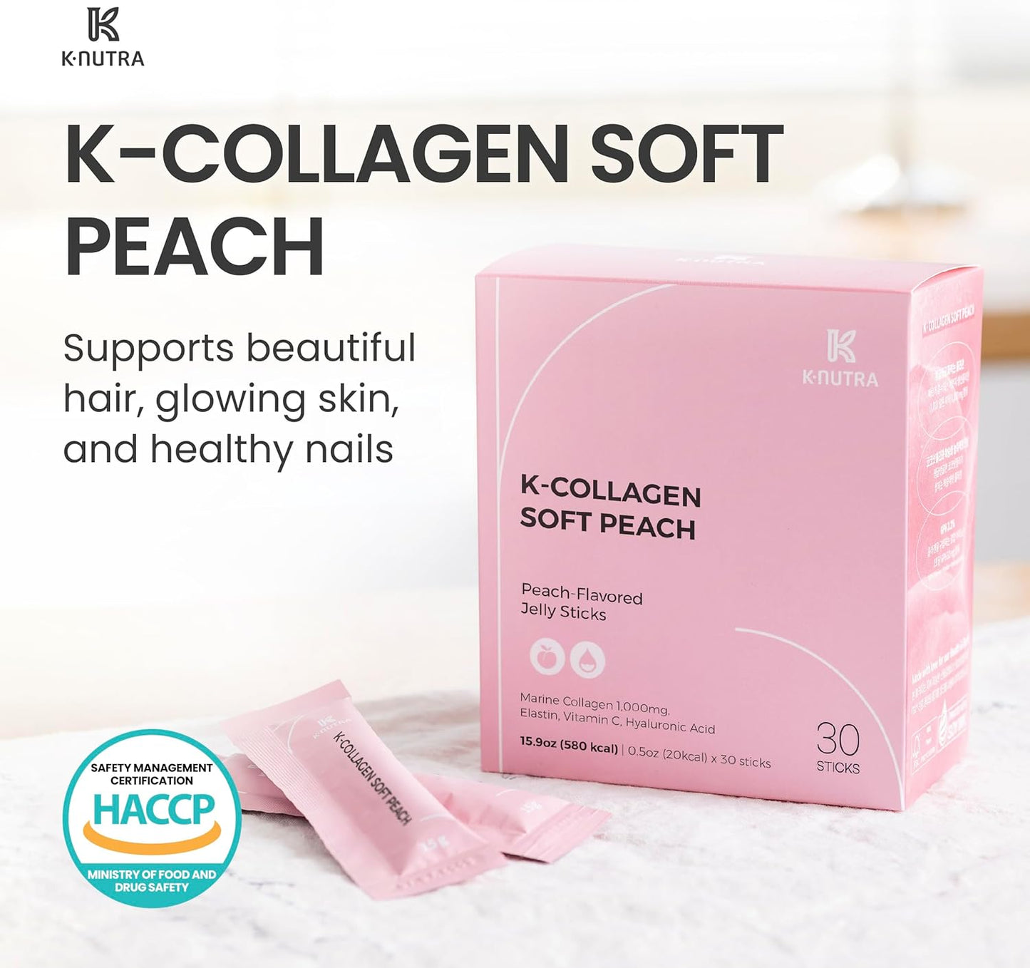 K-Nutra K-Collagen Soft Peach (15.9oz, 30 Sticks)