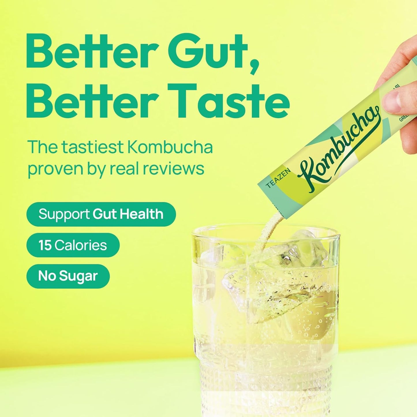 Té Kombucha de mandarina verde y lima TEAZEN, 10 sobres, 50 g