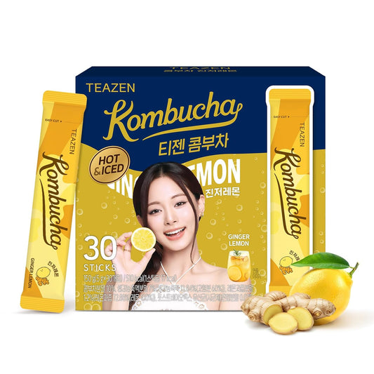 Té kombucha caliente de limón y jengibre TEAZEN, 30 sobres 