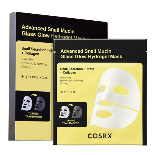 COSRX Advanced Snail Mucin Glass Glow Hydrogel Face Masks, 3 EA