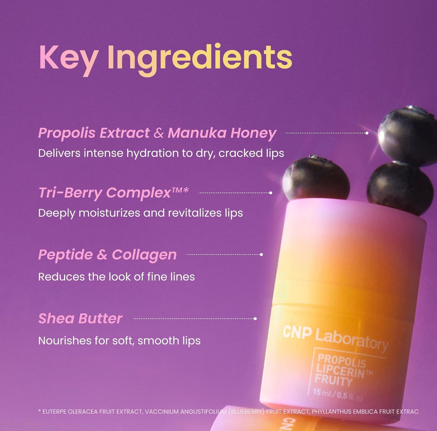 Manteca labial de miel CNP - Propolis Lipcerin™ 02 Bayas (0.5 fl.oz.) 