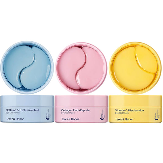 Terez & Honor Triple Glow Eye Patch Set : Self Care Kit for Puffy Eyes, Dark Circles, Fine Lines & Wrinkles