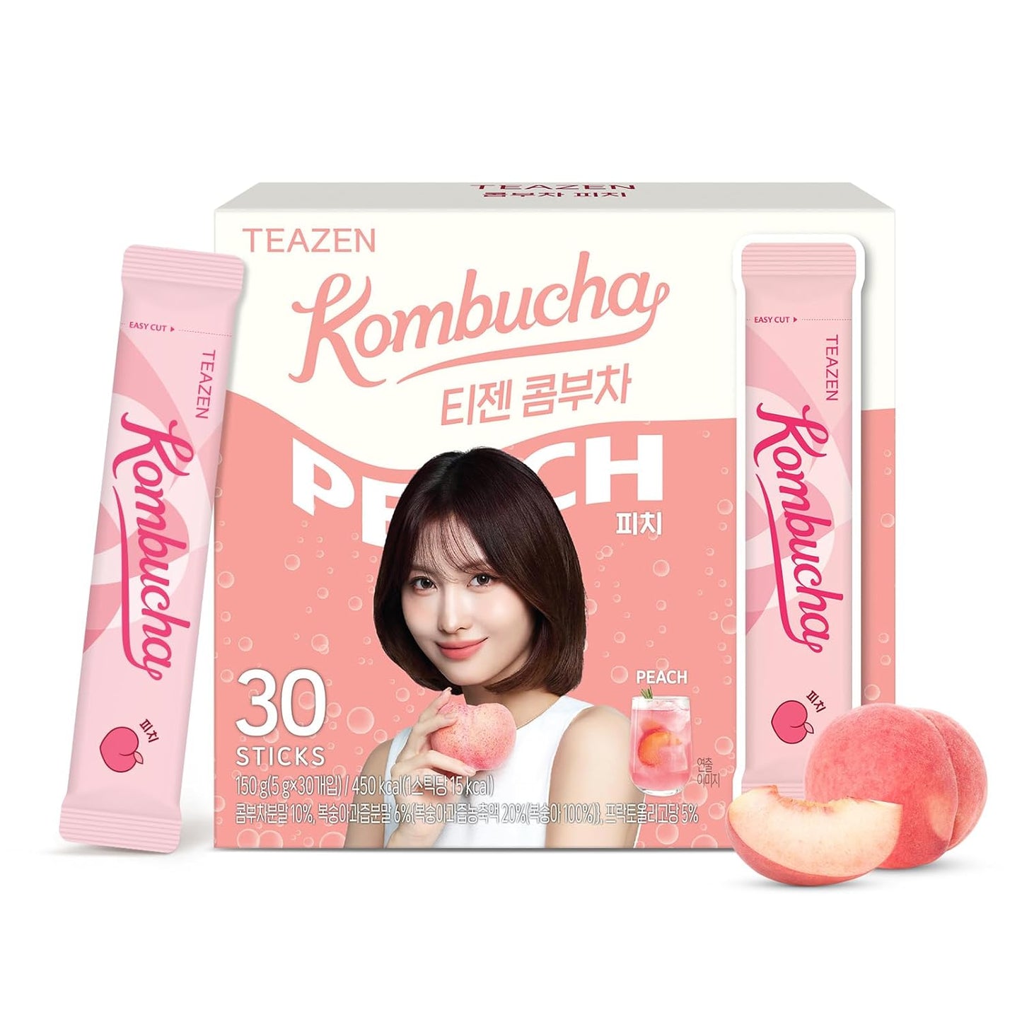TEAZEN Peach Kombucha Tea 30 Sticks, 5.29oz