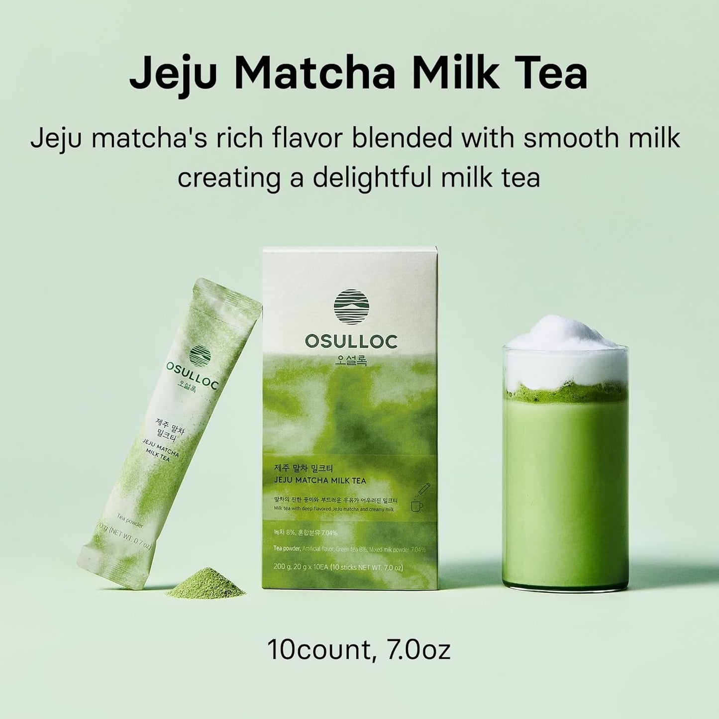 OSULLOC Jeju Matcha Milk Tea (7oz X 10 Packets)