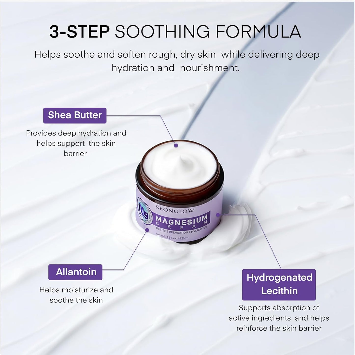 Seonglow Magnesium Cream for Sleep & Leg Cramps 4.06 Fl Oz