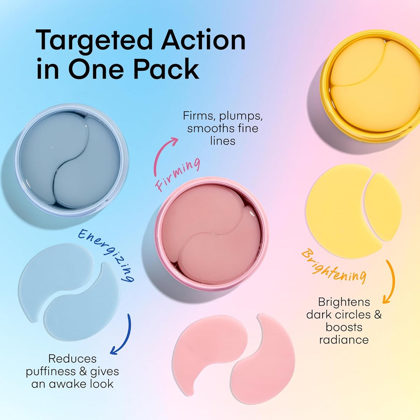 Terez & Honor Eye Patches Trio Set with Caffeine, Collagen & Vitamin C - Travel Case Included
