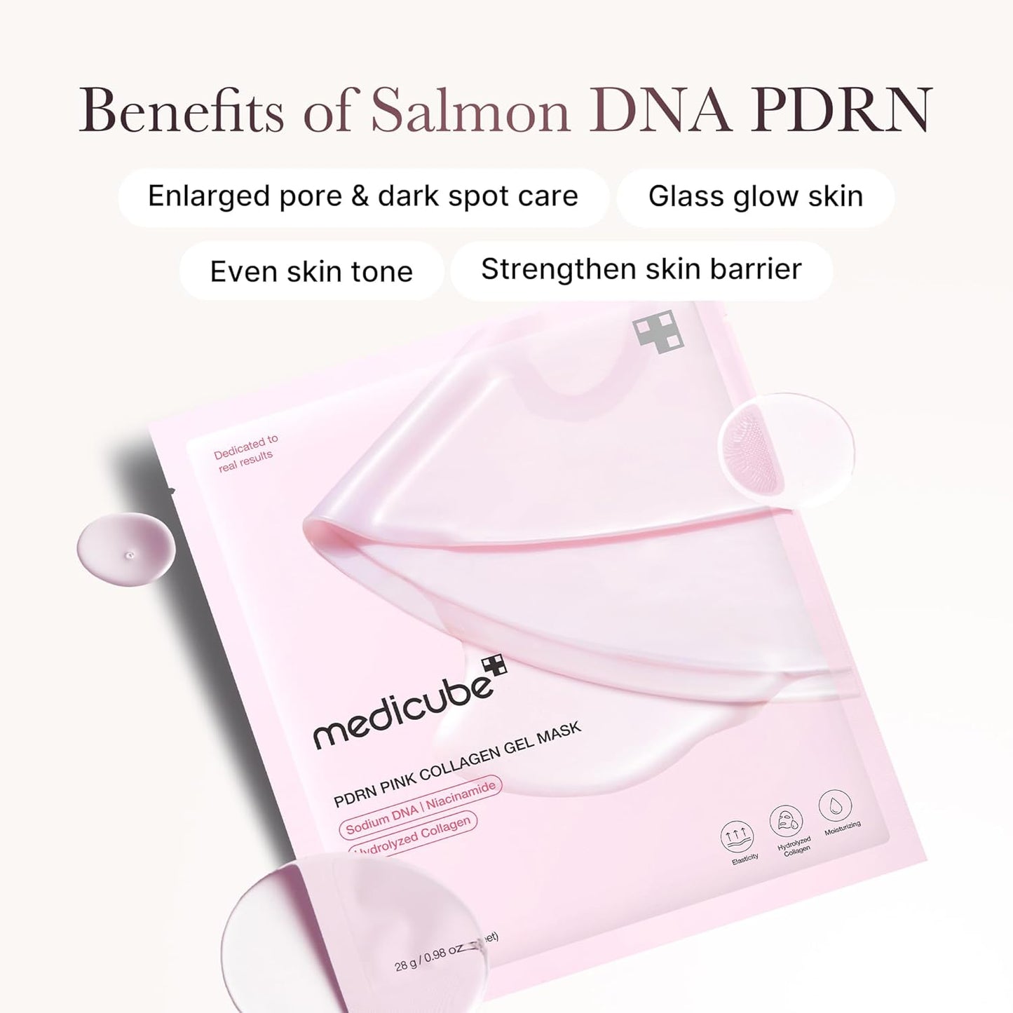 medicube Jelly Gel Mask with Salmon DNA PDRN Pink Collagen, 28g x 4ea