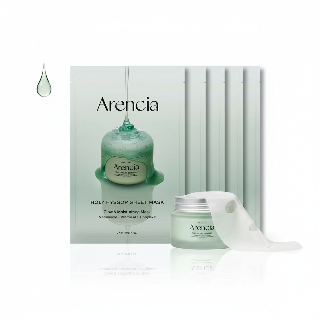 Arencia Holy Hyssop Glow Sheet Mask, 5 Pack