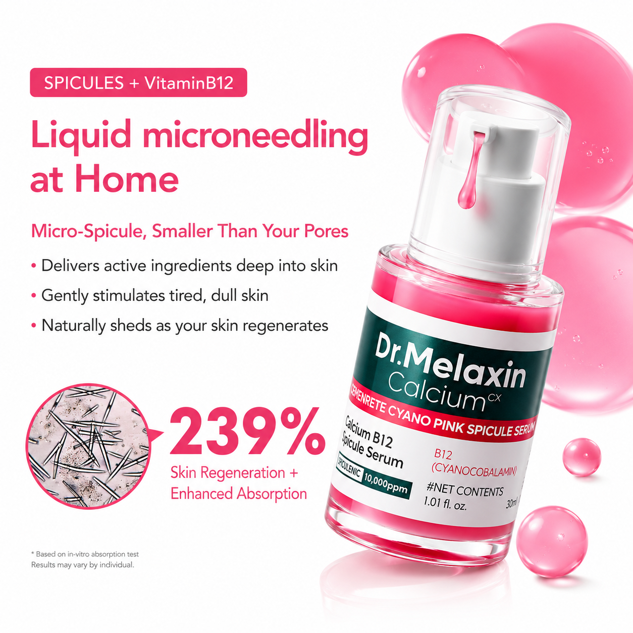 Dr.Melaxin Cemenrete Cyano Pink Spicule Serum with Calcium, 1.01 fl. oz.