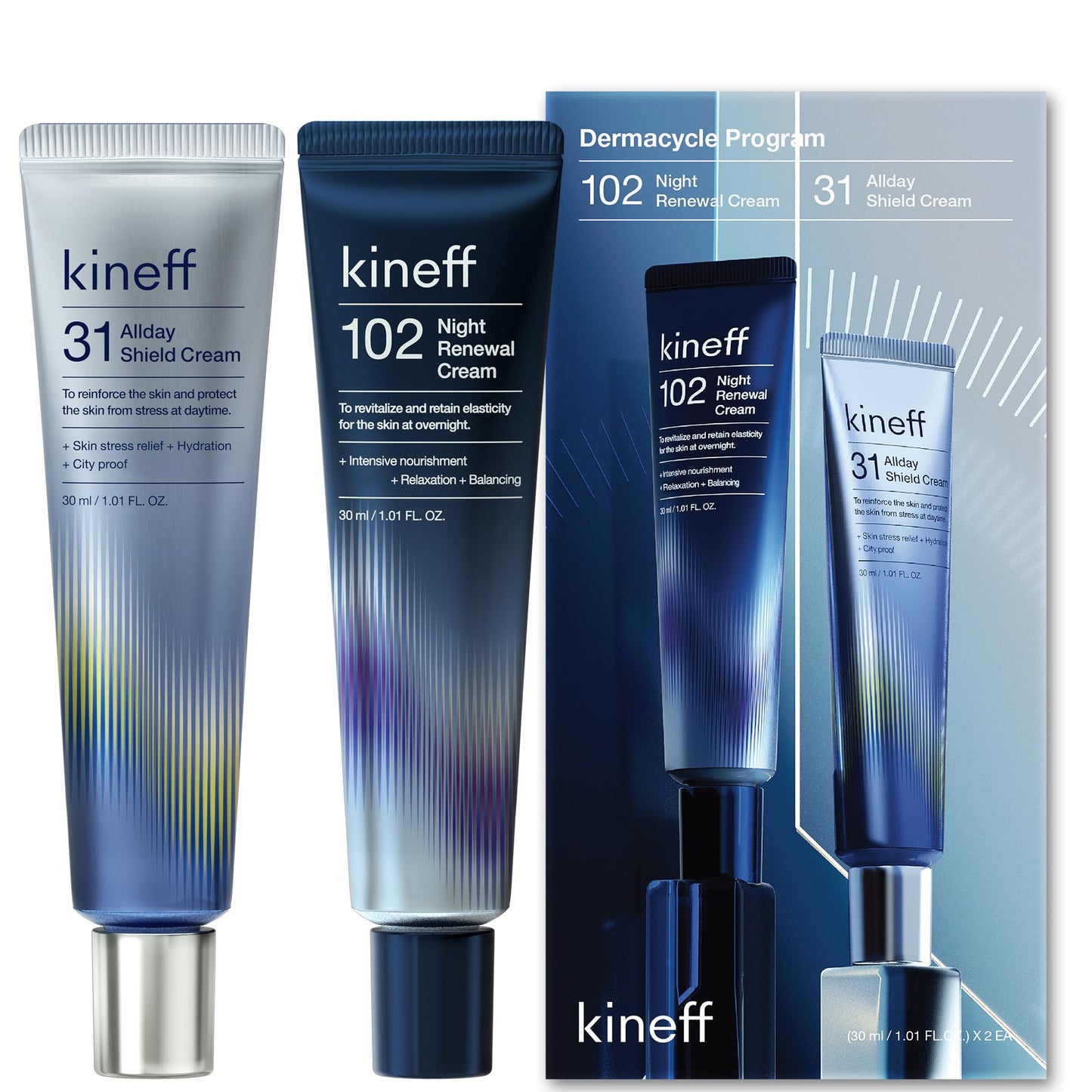 Dermacycle Program All-day & Night 2-Pack Cream for Face, 31 All-Day Shield Cream & 102 Night Renewal Cream(New Package)