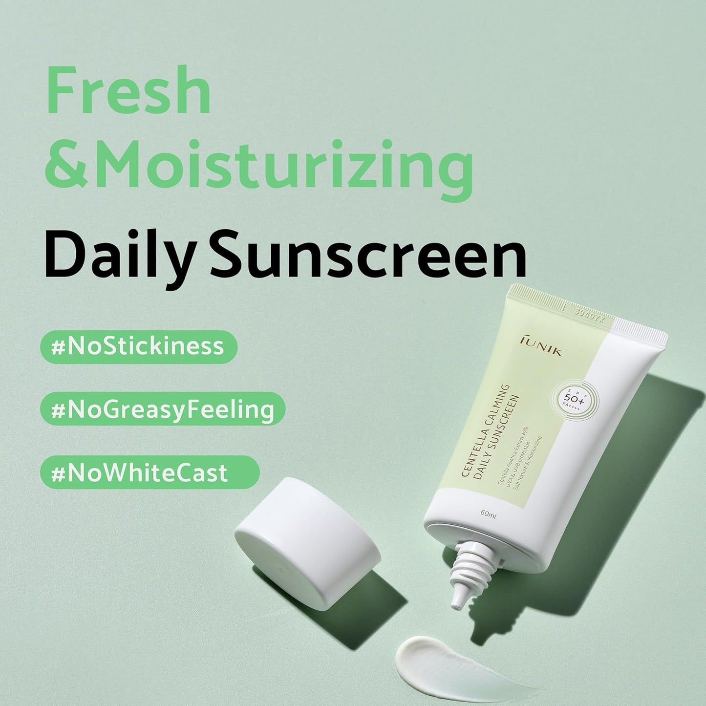 IUNIK Centella Calming Moisture Daily Sunscreen SPF 50+ PA++++ (2.03 Fl.Oz/ 60ml)