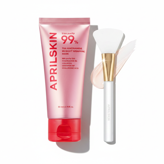 APRILSKIN TXA Wrapping Mask with Jelly Brush: TXA Niacinamide 99 Overnight Wrapping Mask and Jelly Brus