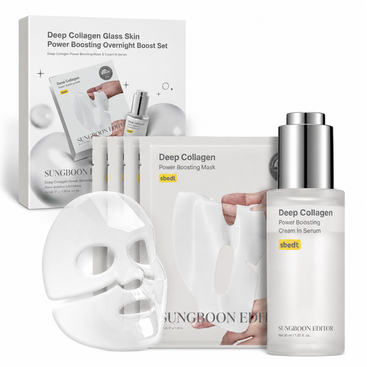 SUNGBOON EDITOR Rejuvenating Combo/Deep Collagen Boost Set | Face Mask (4ea) & Serum | Collagen & Volufiline Skincare Set