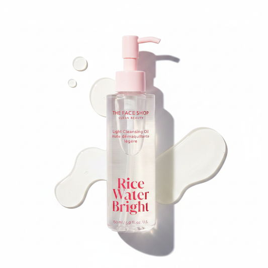 The Face Shop Rice Water Bright Light Facial Cleansing Oil, Daily Makeup Remover, Oil Cleanser, Vegan, Korean Skin Care with Jojoba Oil, Face Pore Cleanser, 150ml