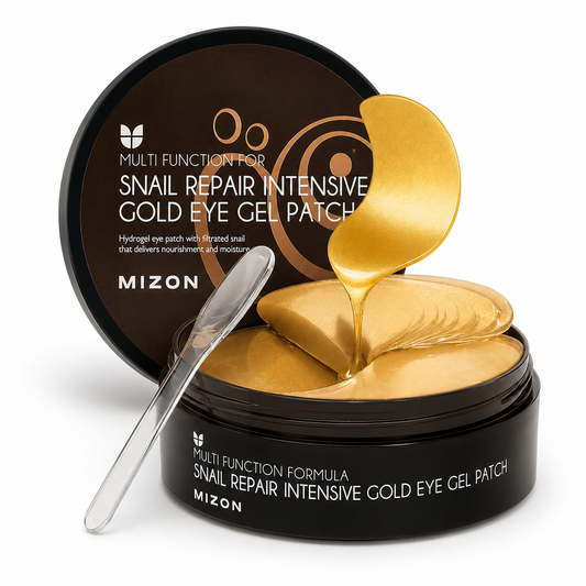 MIZON Under Eye Patches for Puffy Eyes & Dark Circles, 24K Gold & Snail Mucin, 60 Pcs