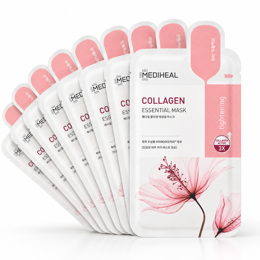 Mediheal Official Best Korean Sheet Mask - Collagen Essential Face Mask 10 Sheets