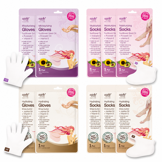 Epielle Hydrating & Moisturizing Hand & Foot Masks, 6 Moisturizing Gloves & 6 Moisturizing Socks