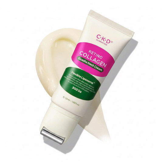 CKD Retino Collagen Gua Sha Neck Cream with Stainless Steel Roller, 1.69 fl oz