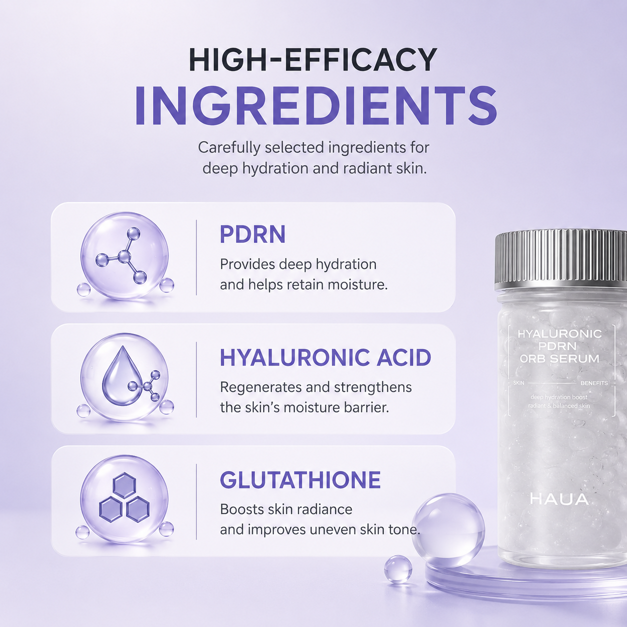 HAUA Hyaluronic PDRN 30,000 ppm Orb Serum - 1.58 oz