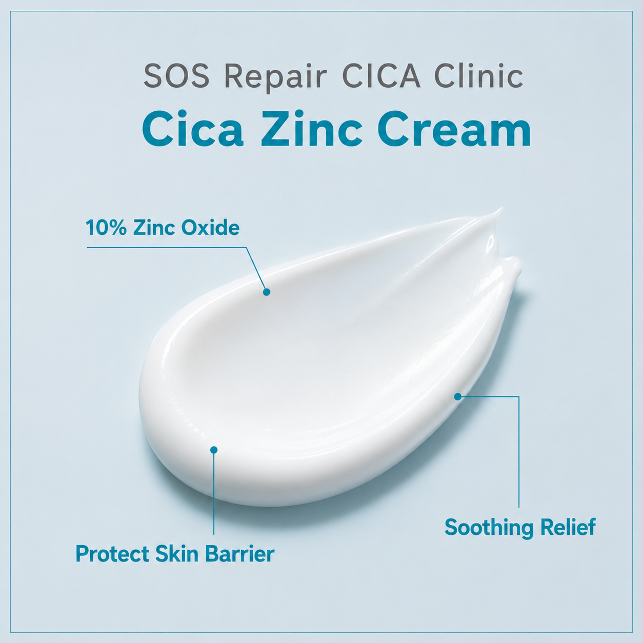 TOSOWOONG SOS Repair CICA Clinic Zinc Cream, 100,000ppm Zinc Oxide, 50g, 1.76 oz.