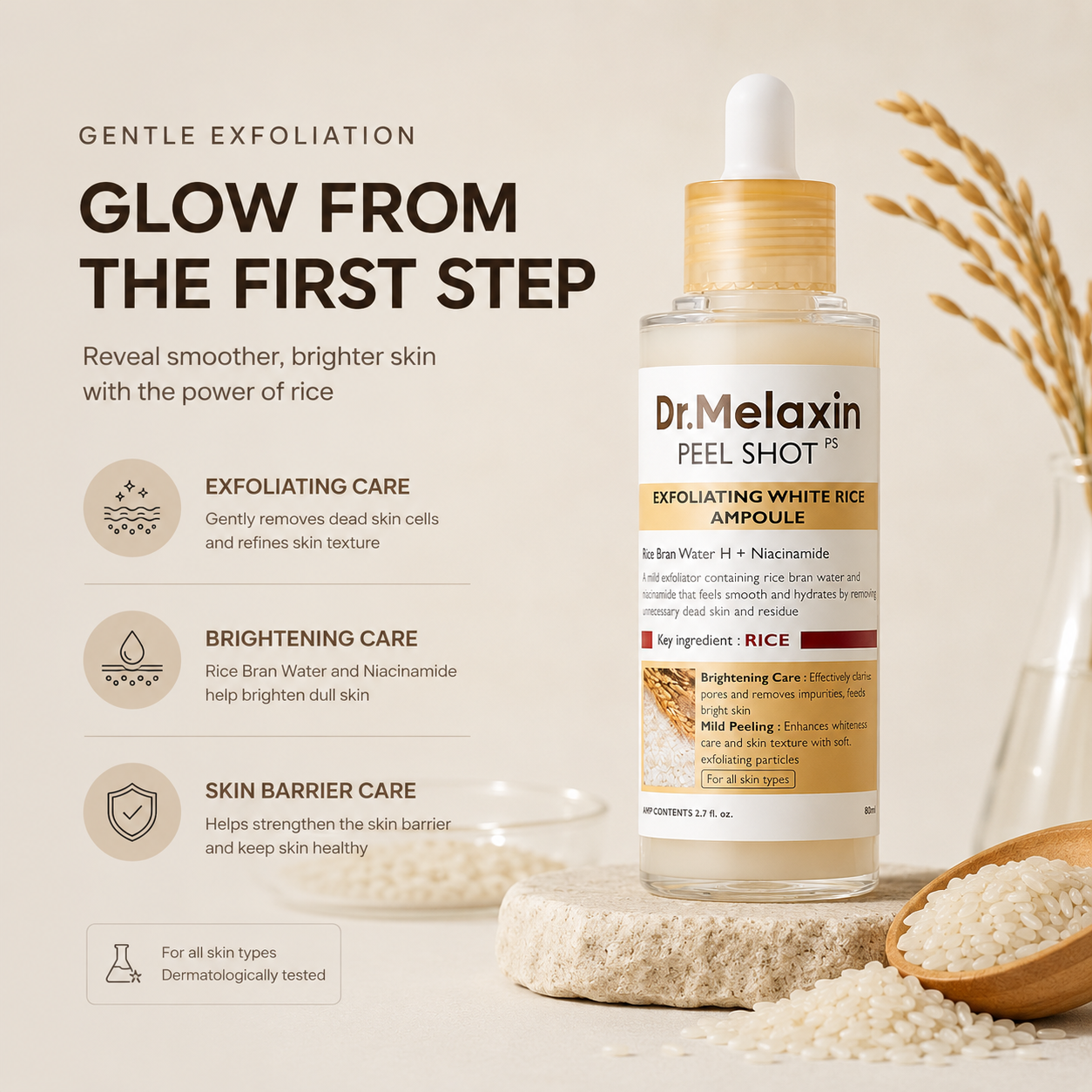 Tónico facial iluminador con arroz Dr.Melaxin Peel Shot Glow 200ml