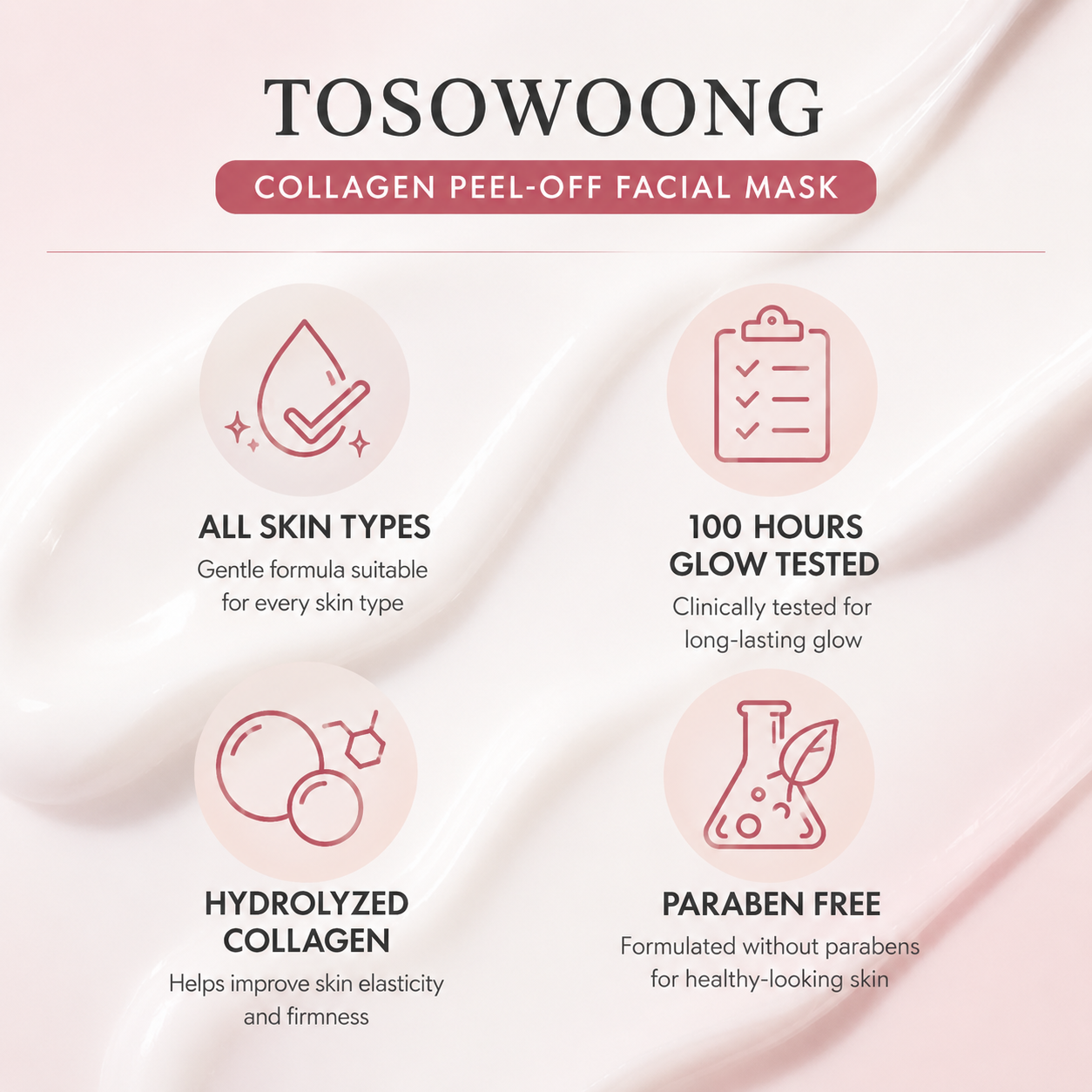 TOSOWOONG Real Collagen Fit, Hydrolyzed Collagen Wrapping Mask, 50ml, 1.69 fl. oz.