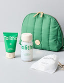 Talitha Koum Green Embroidery Pouch Special Set Ver.2 (Face Cream 50ml + Essence Water 100ml + Essence Pad 100 Pads)