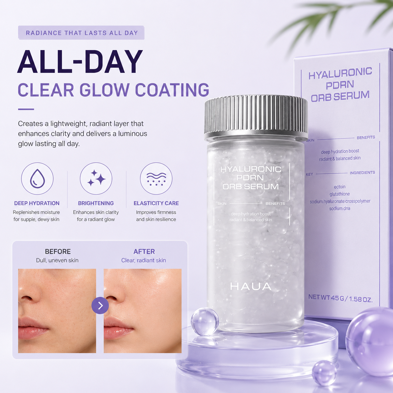 HAUA Hyaluronic PDRN 30,000 ppm Orb Serum - 1.58 oz