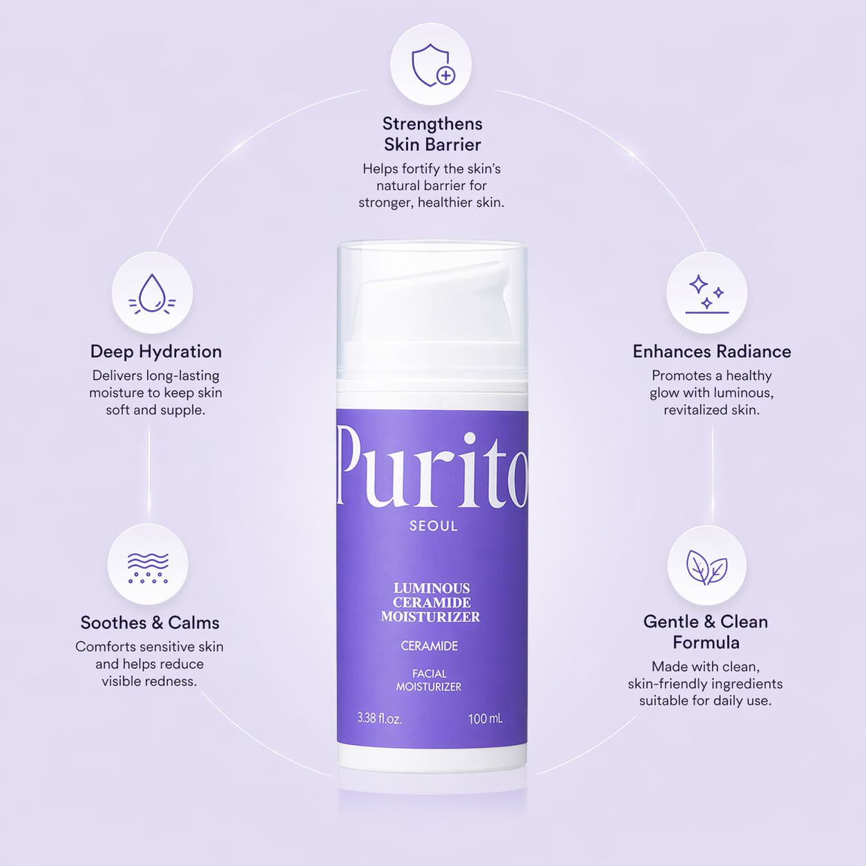 PURITO Luminous Ceramide Moisturizer 3.38 fl.oz