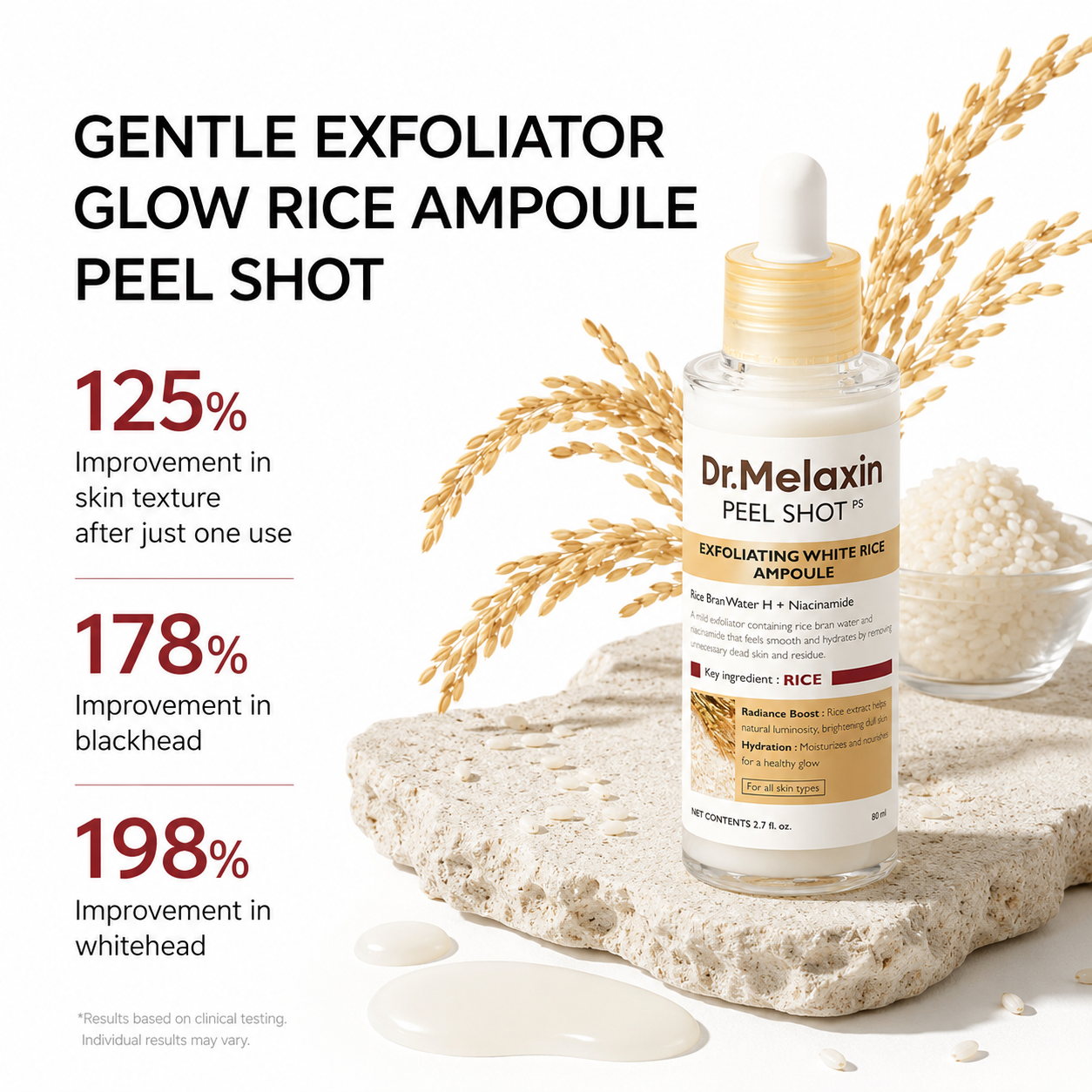 Tónico facial iluminador con arroz Dr.Melaxin Peel Shot Glow 200ml