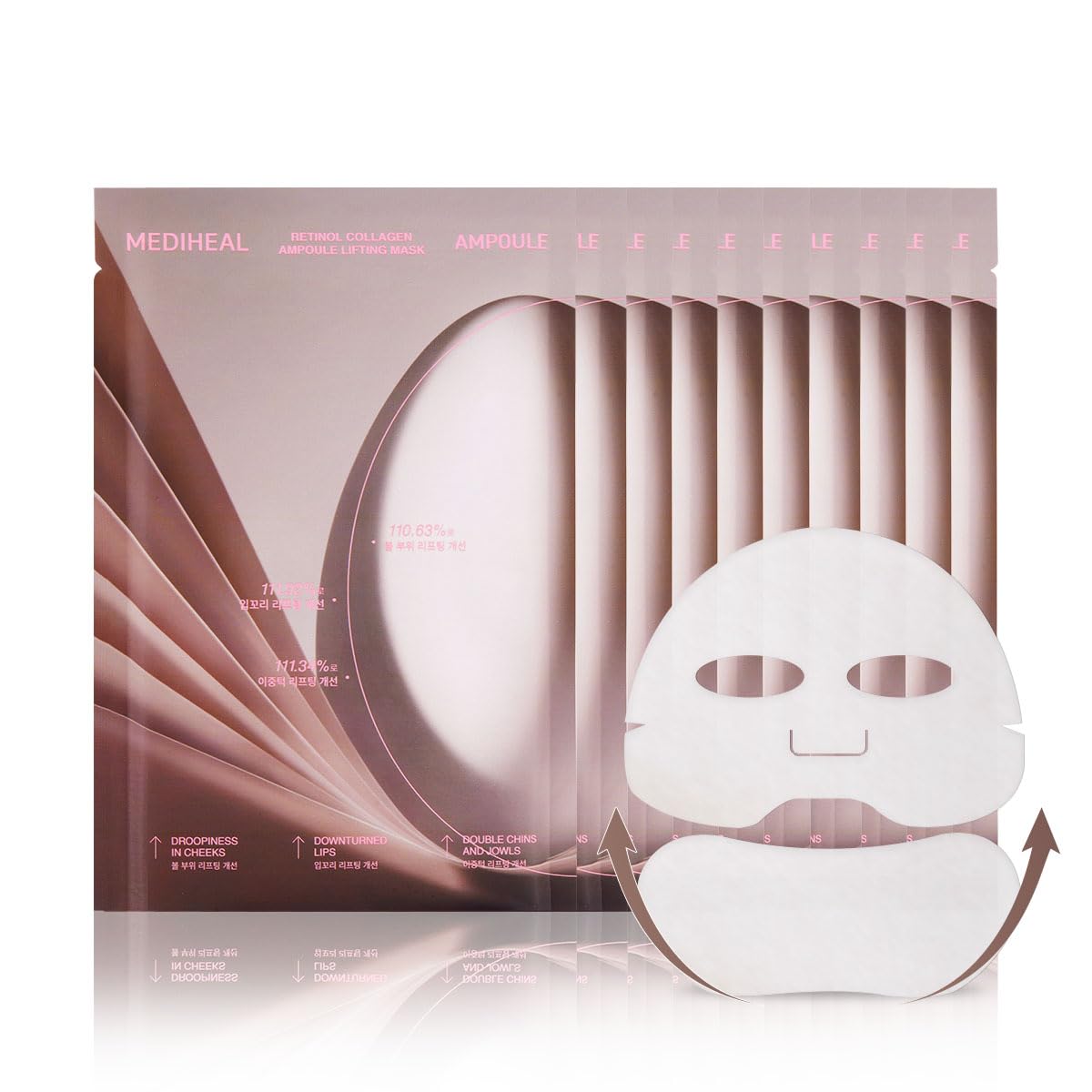 Mediheal Retinol Collagen Ampoule Lifting Mask (10 Counts) for V Line Mask, Anti-Aging